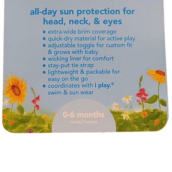 I Play Baby Bucket Sun Hat 0–6 Months Pink Seashell Print UPF 50+ - Picture 6 of 6